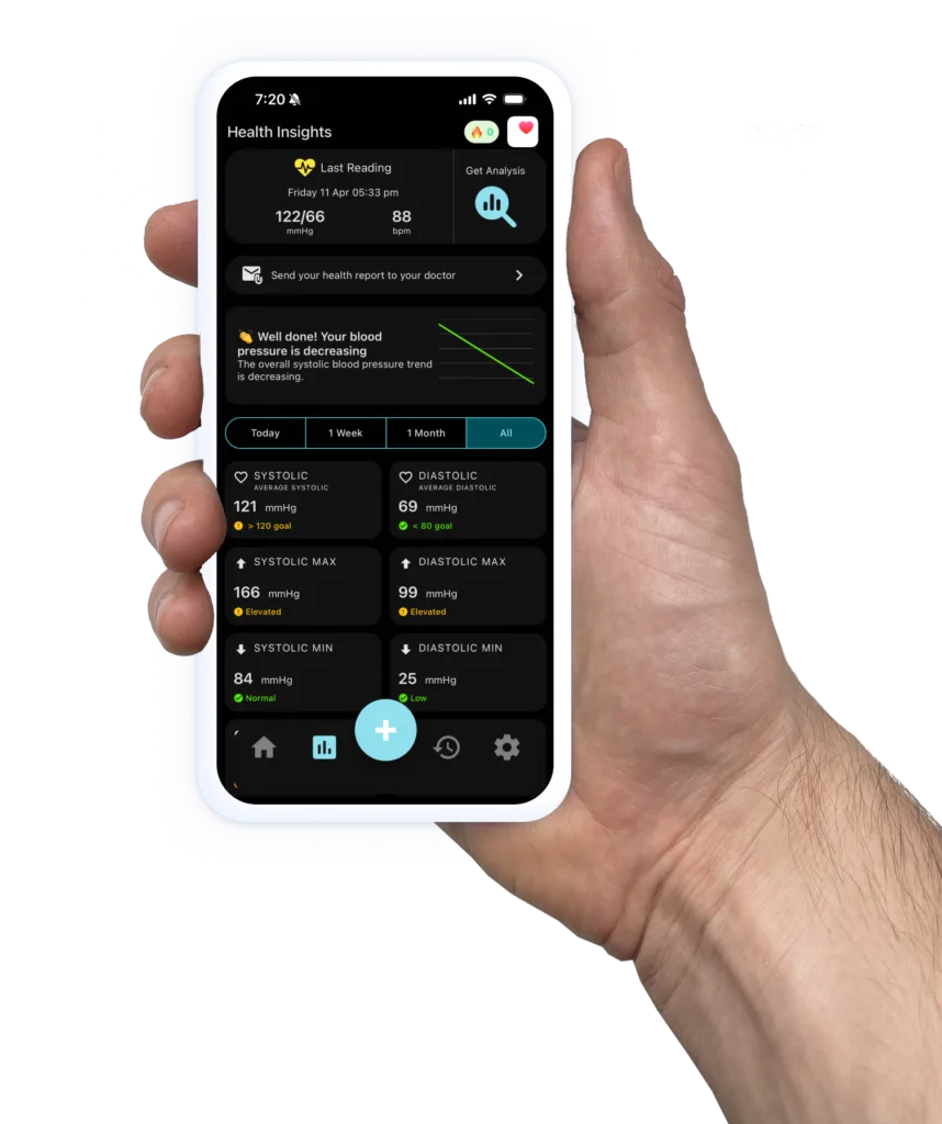 holding phone with the cardilog app